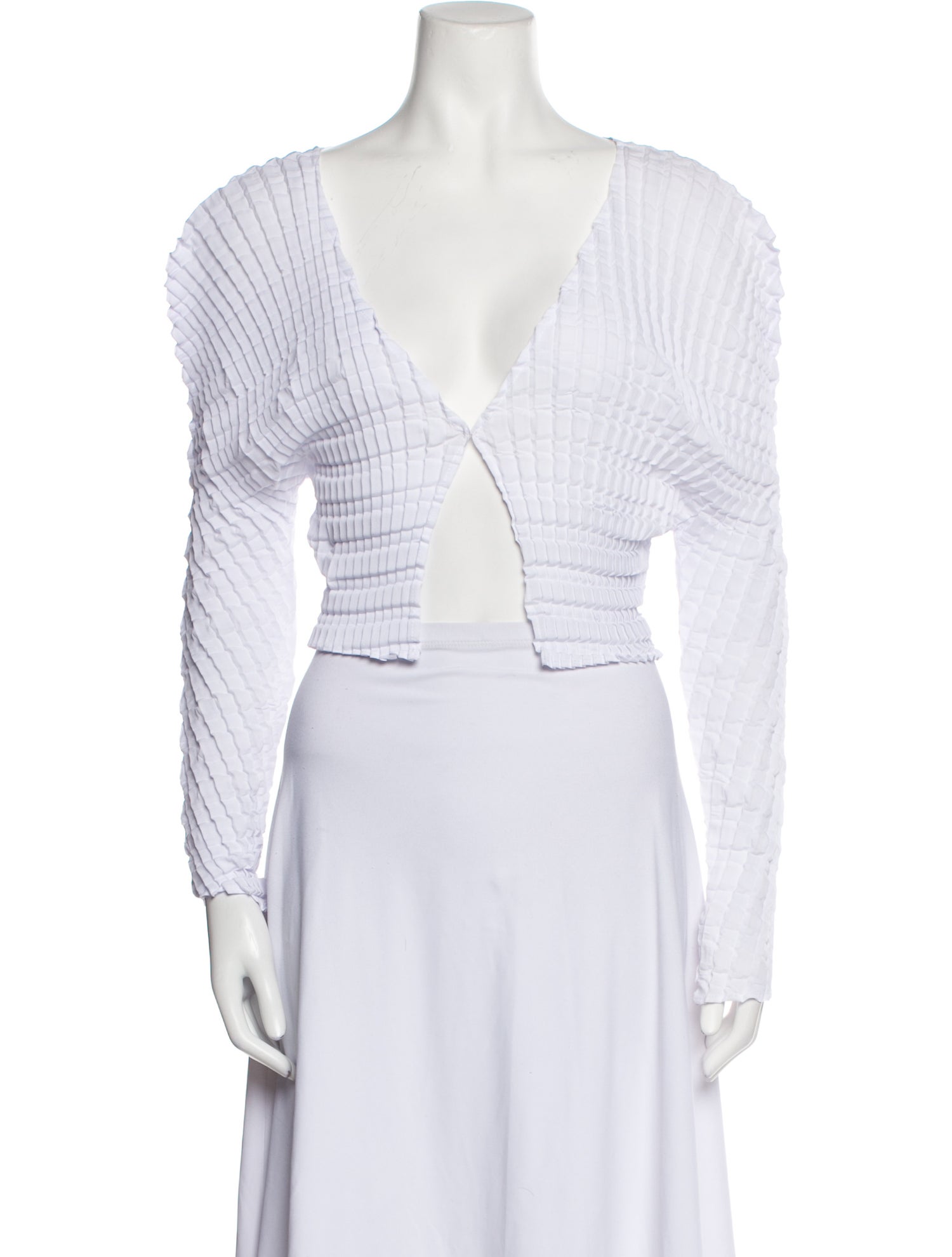 Sid Neigum Plunge Neckline Long Sleeve Crop Top