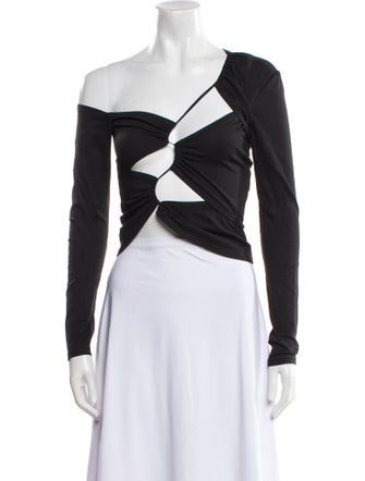 Sid Neigum One-Shoulder Long Sleeve Crop Top