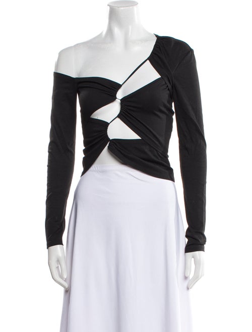 Sid Neigum One-Shoulder Long Sleeve Crop Top