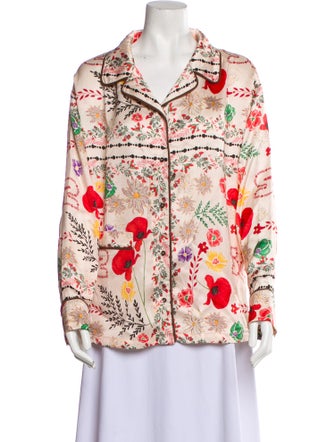 SIEDRÉS Floral Print Long Sleeve Button-Up Top