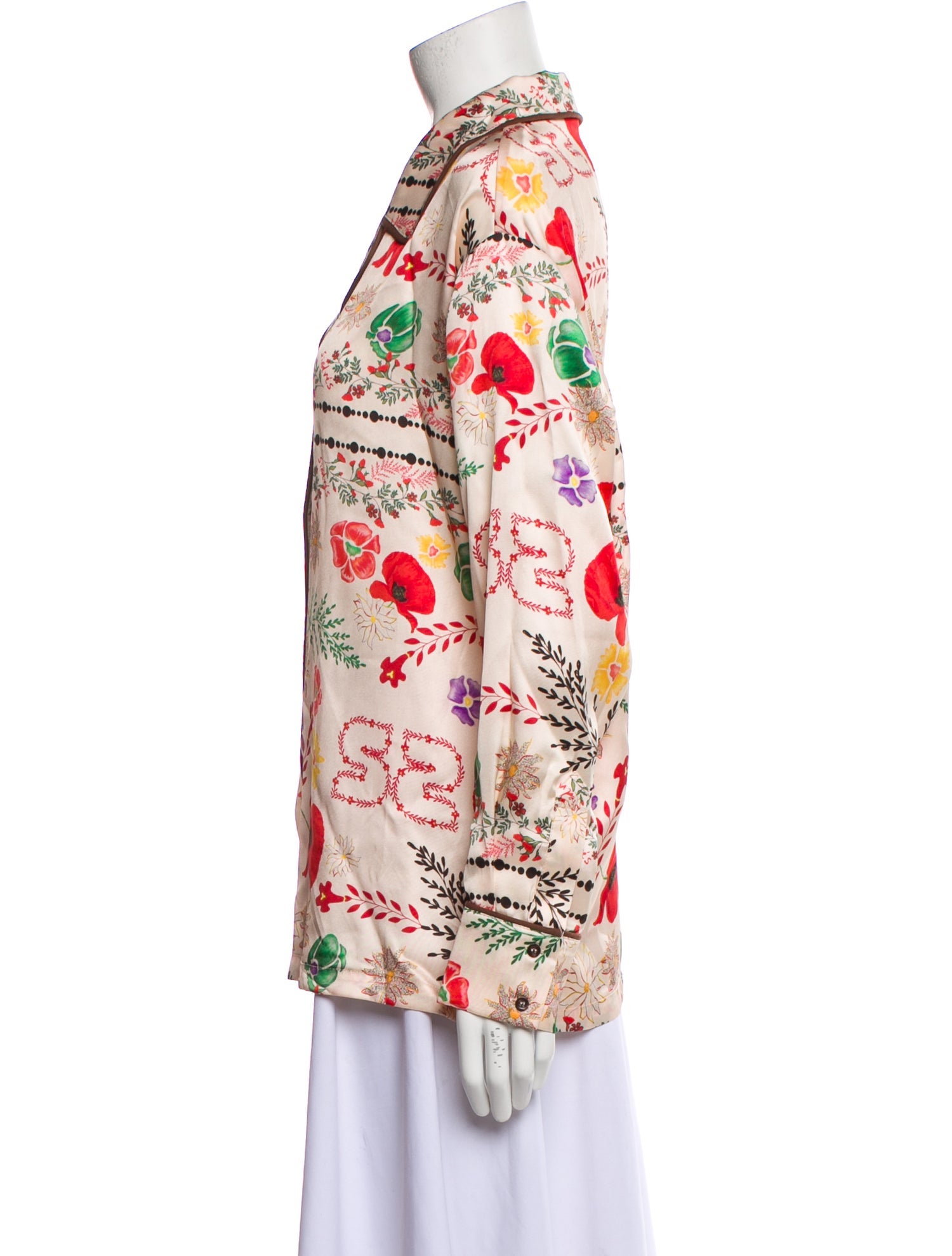 SIEDRÉS Floral Print Long Sleeve Button-Up Top