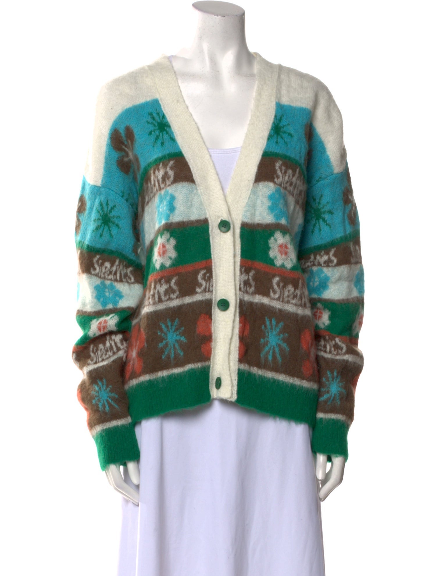 SIEDRÉS Floral Print V-Neck Sweater