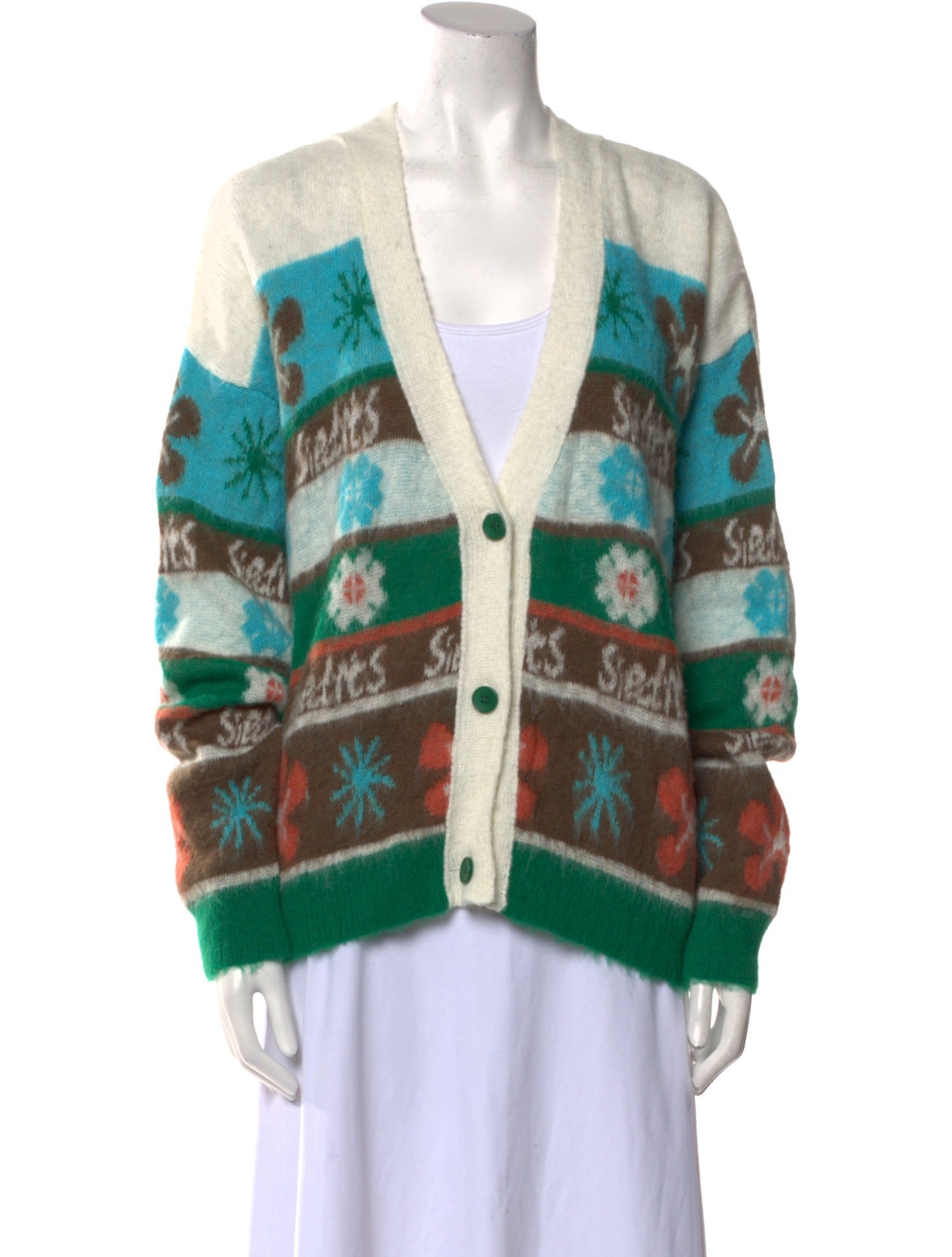 SIEDRÉS Floral Print V-Neck Sweater