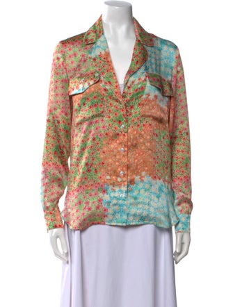 SIEDRÉS Floral Print V-Neck Button-Up Top