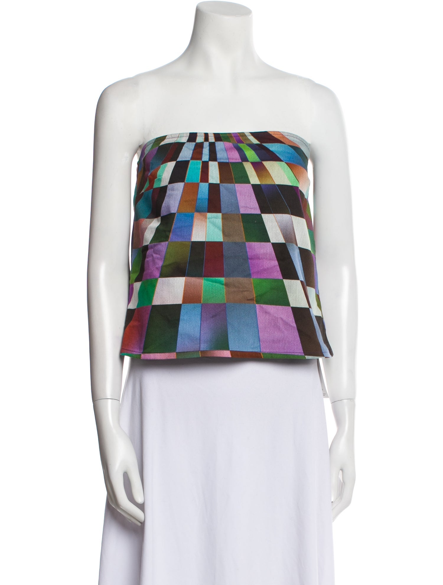 SIEDRÉS Plaid Print Strapless Crop Top
