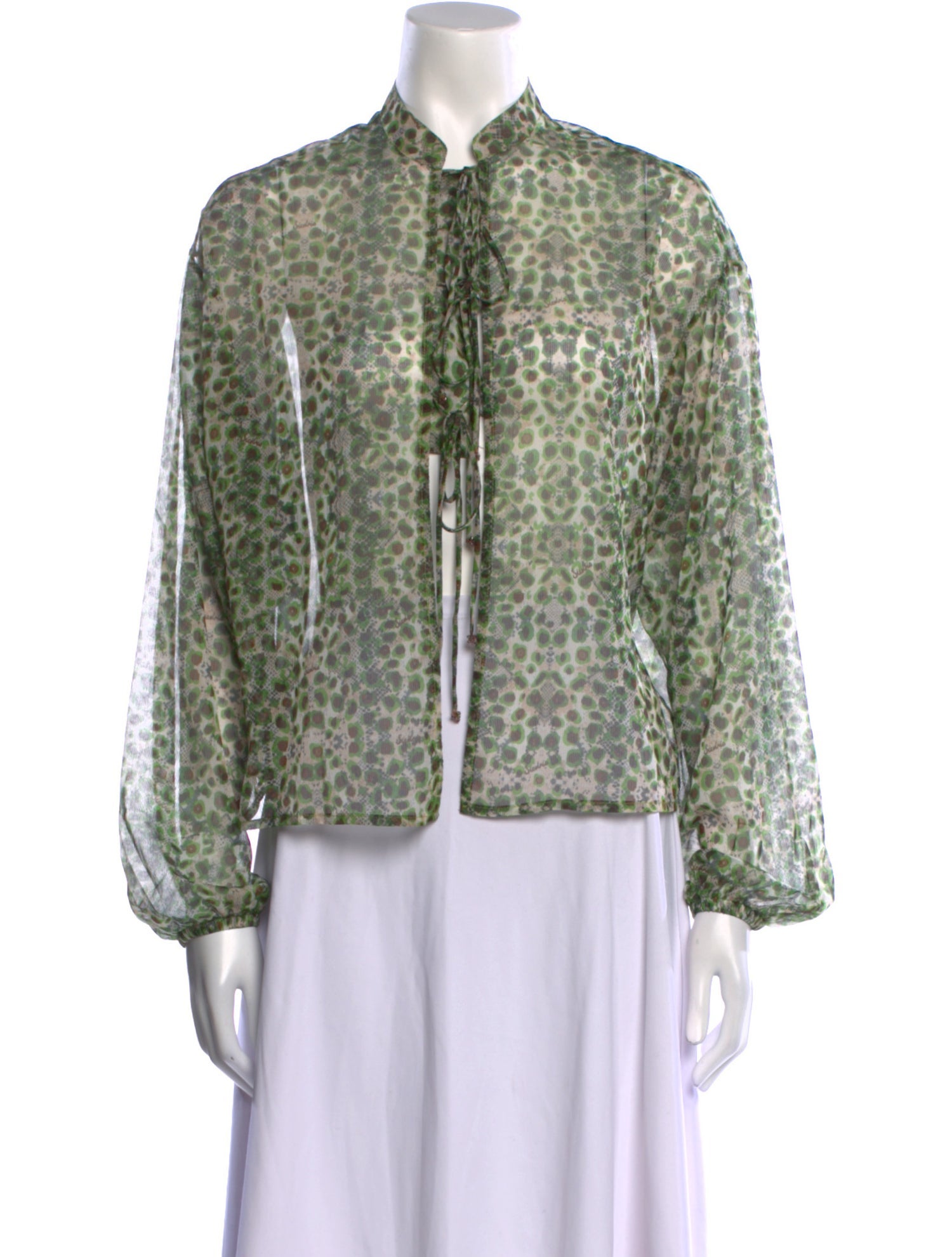 SIEDRÉS Printed Mock Neck Button-Up Top