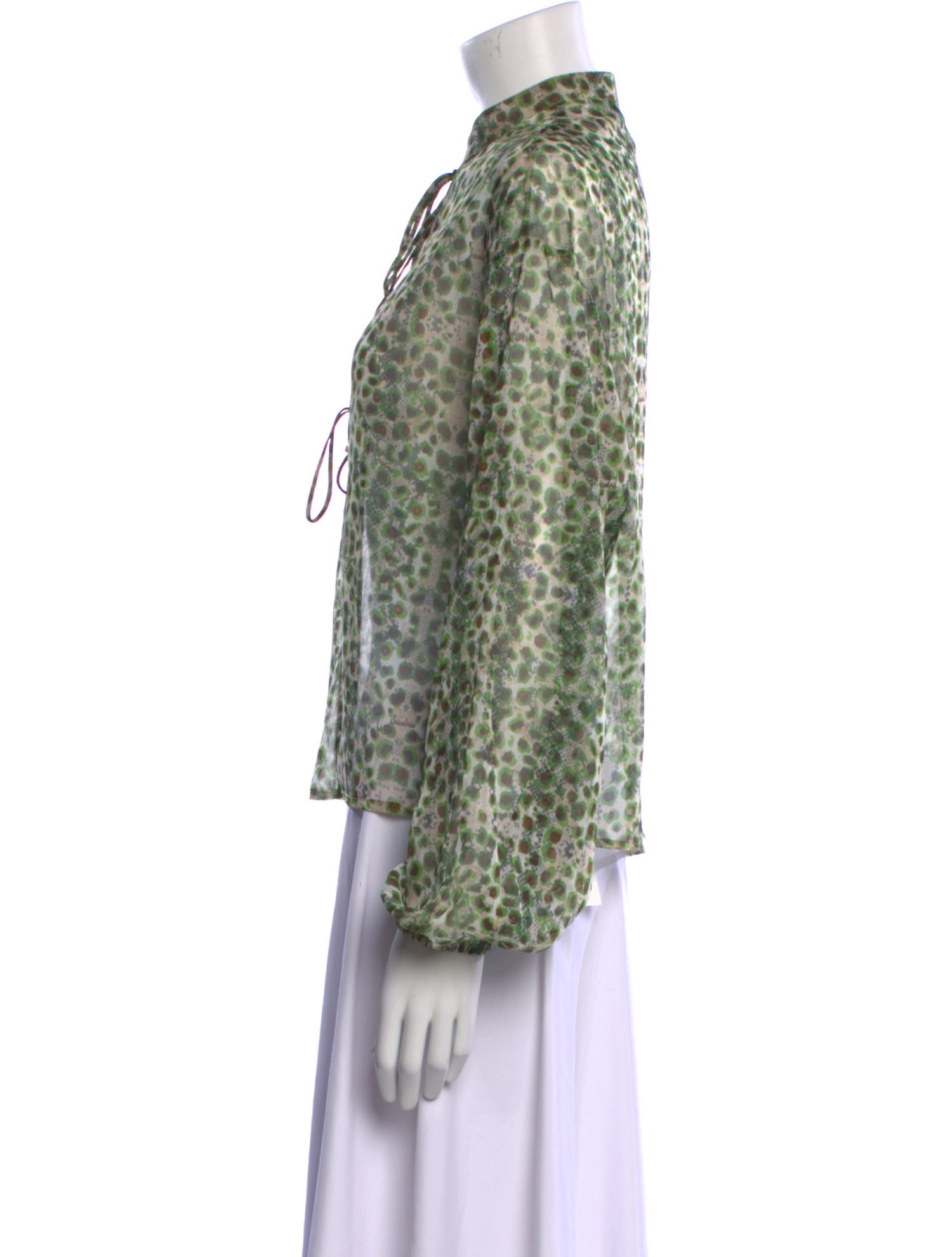 SIEDRÉS Printed Mock Neck Button-Up Top