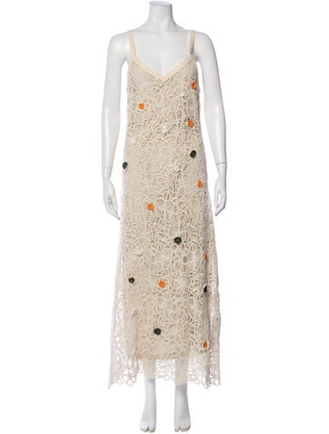 Pre-owned Siedres Floral Print Long Dress In Neutral