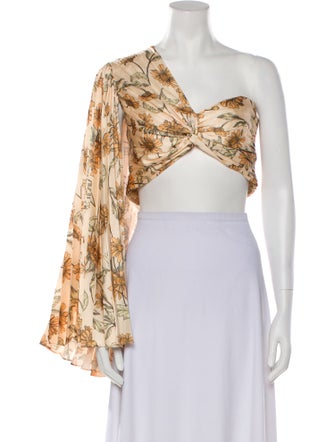 Significant Other Floral Print One-Shoulder Crop Top