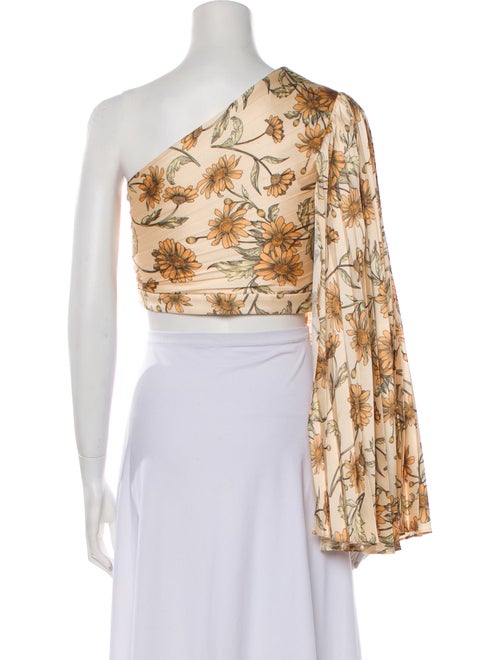 Significant Other Floral Print One-Shoulder Crop Top