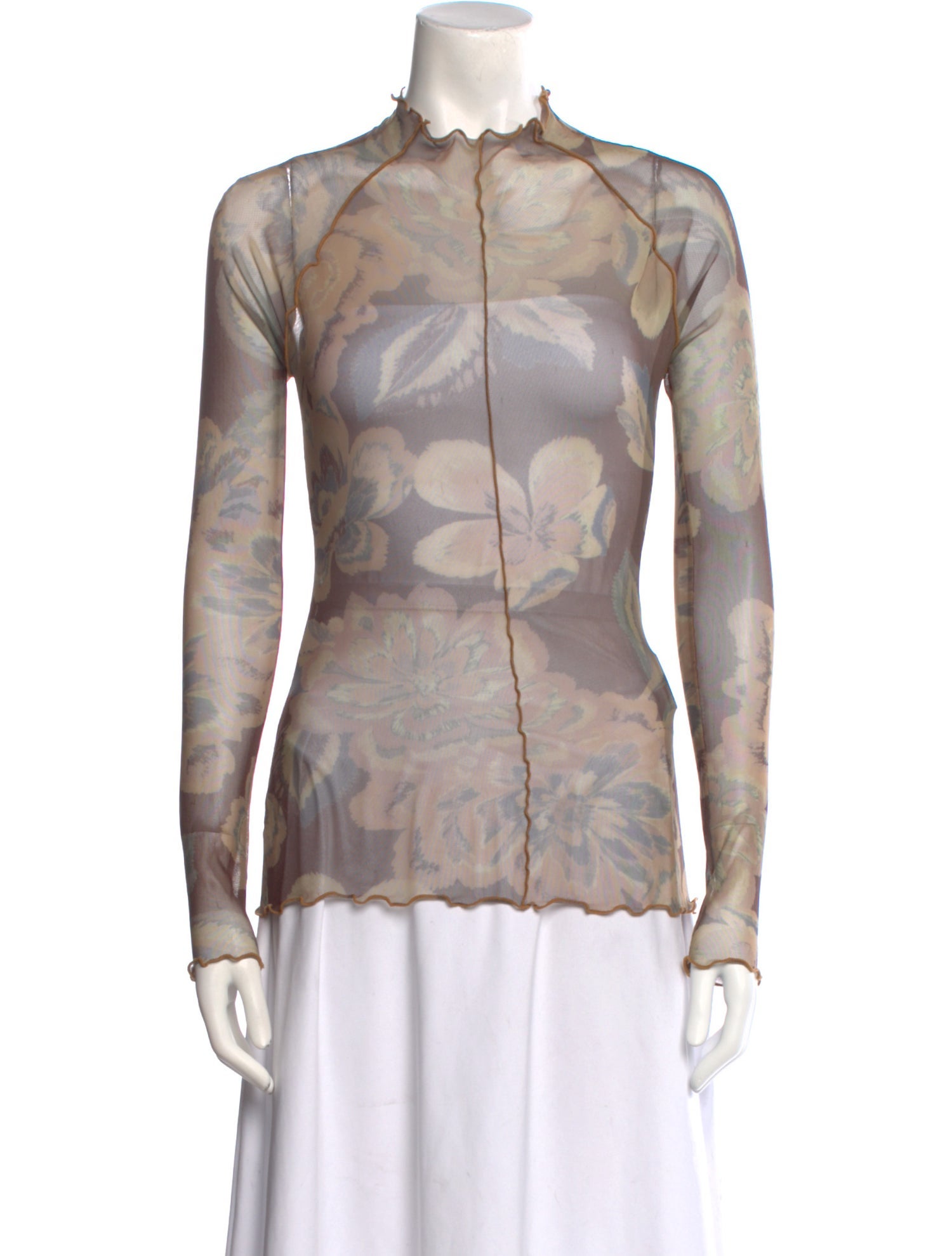 Significant Other Printed Mock Neck Button-Up Top