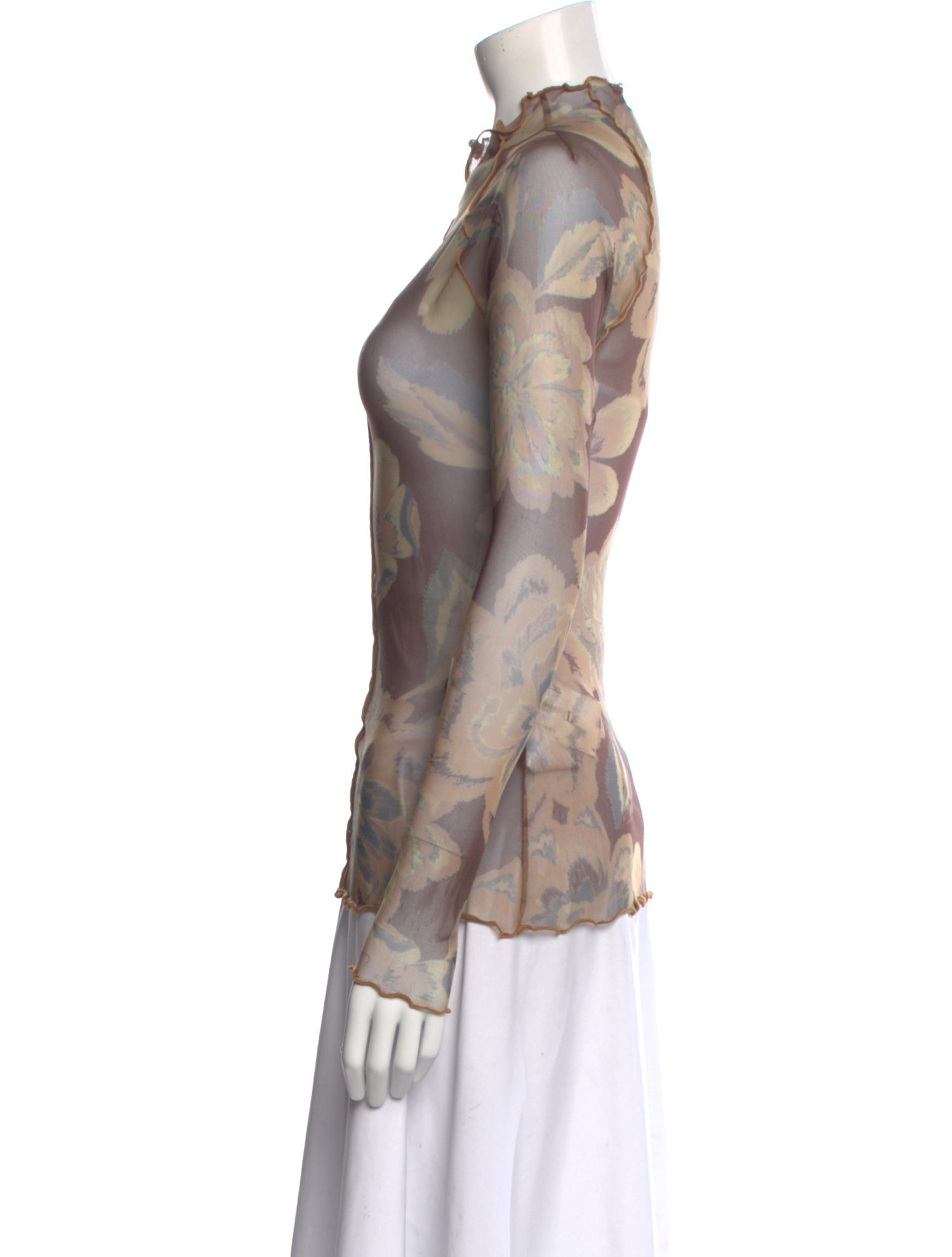 Significant Other Printed Mock Neck Button-Up Top