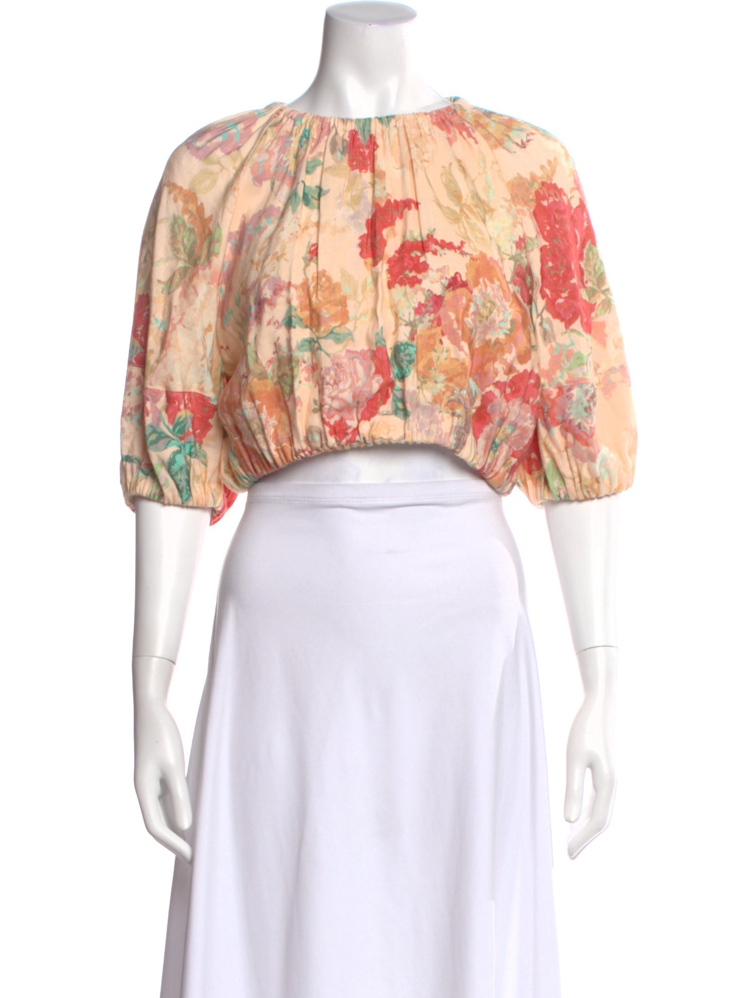 Significant Other Floral Print Crew Neck Crop Top