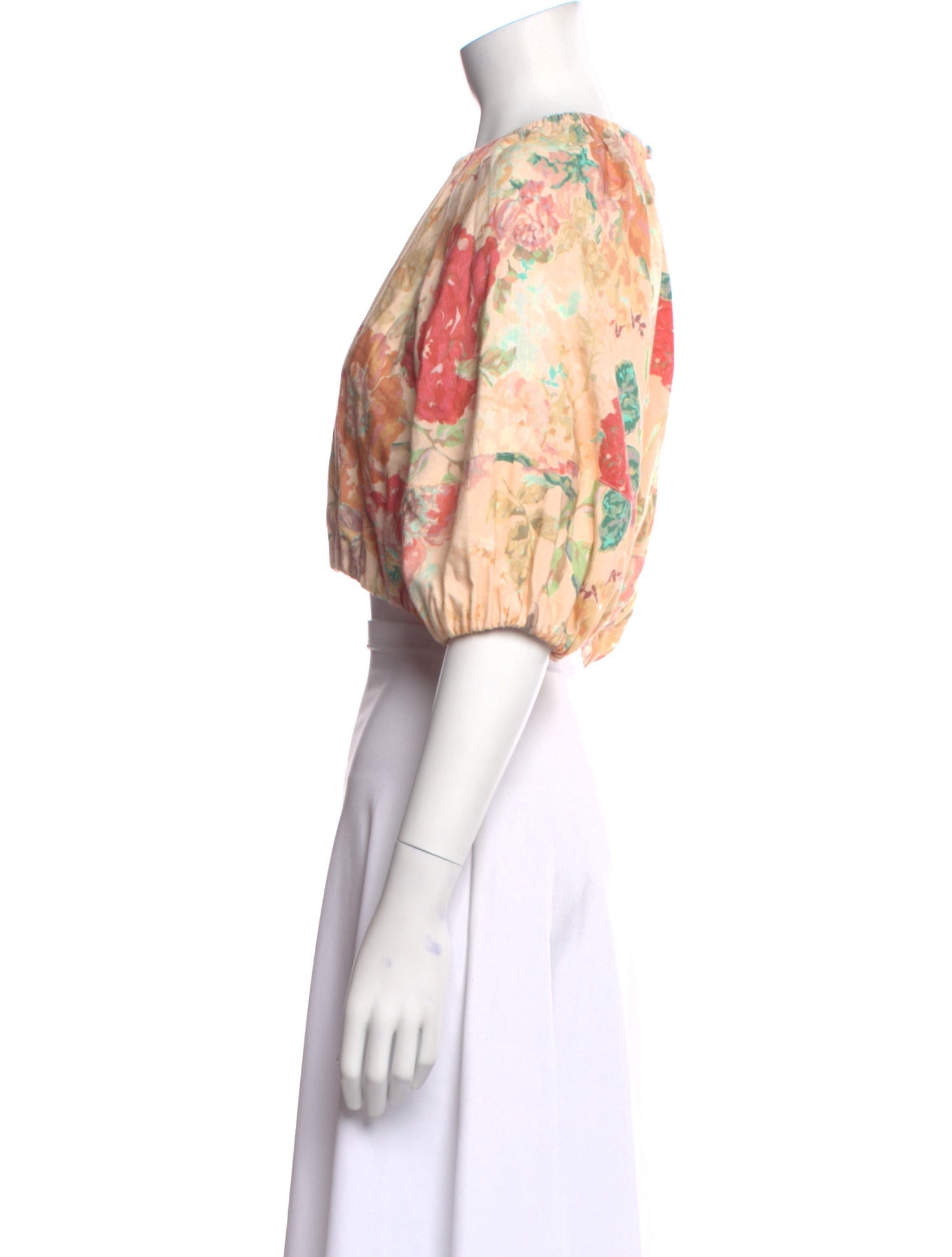 Significant Other Floral Print Crew Neck Crop Top