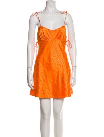 Pre-owned Significant Other Square Neckline Mini Dress In Orange