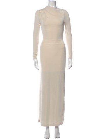 Pre-owned Significant Other Bateau Neckline Long Dress In Neutral