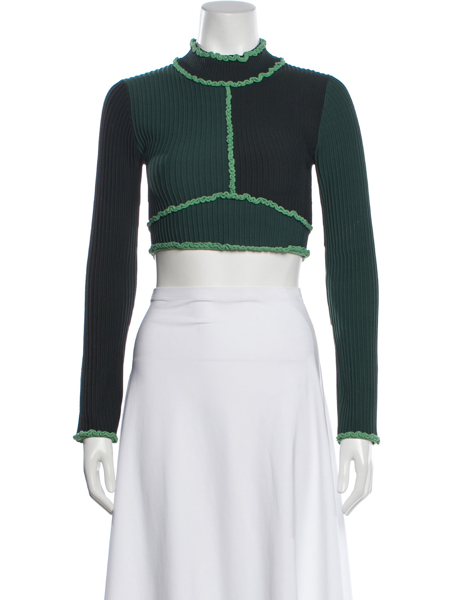 Significant Other Colorblock Pattern Mock Neck Crop Top