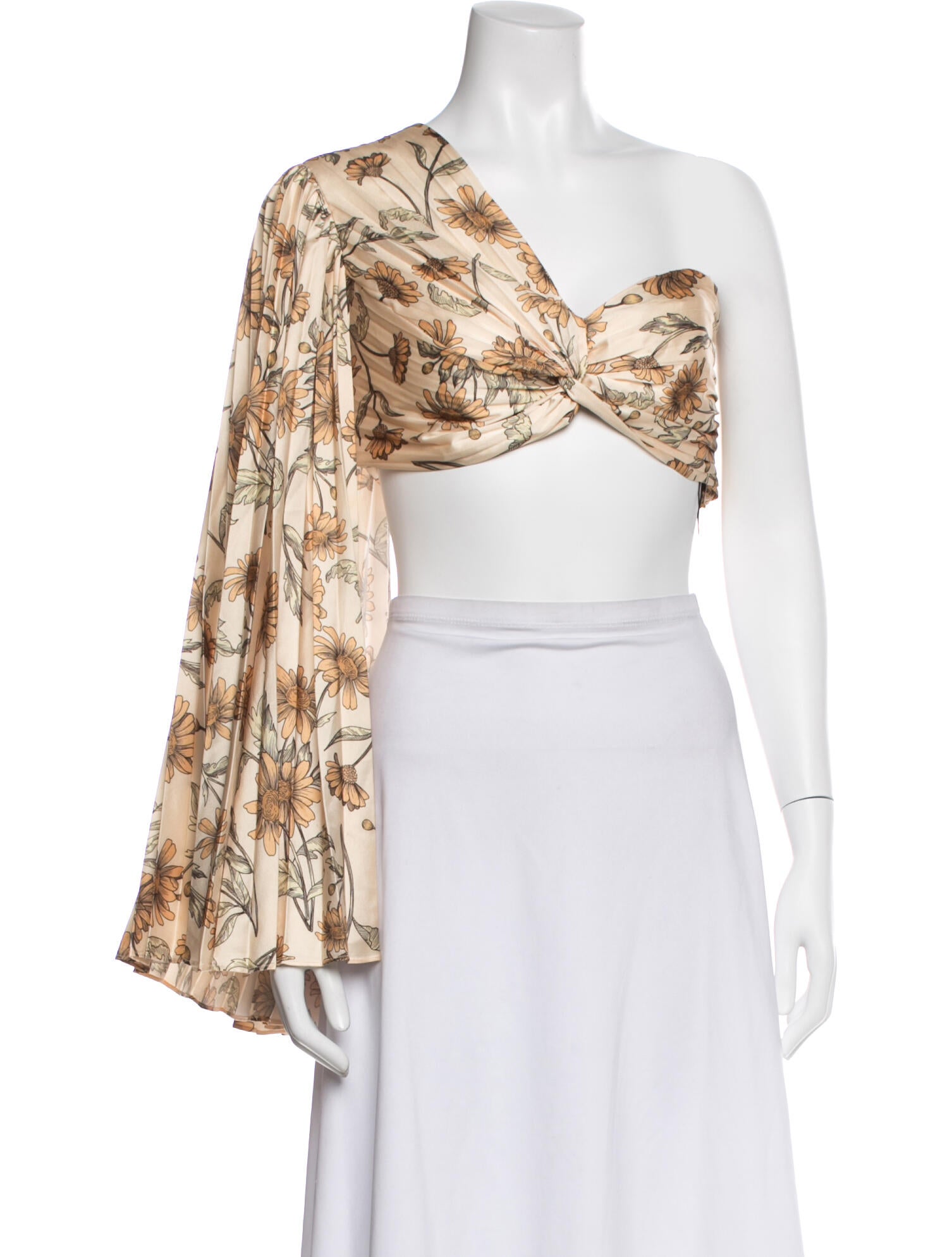 Significant Other Floral Print One-Shoulder Crop Top