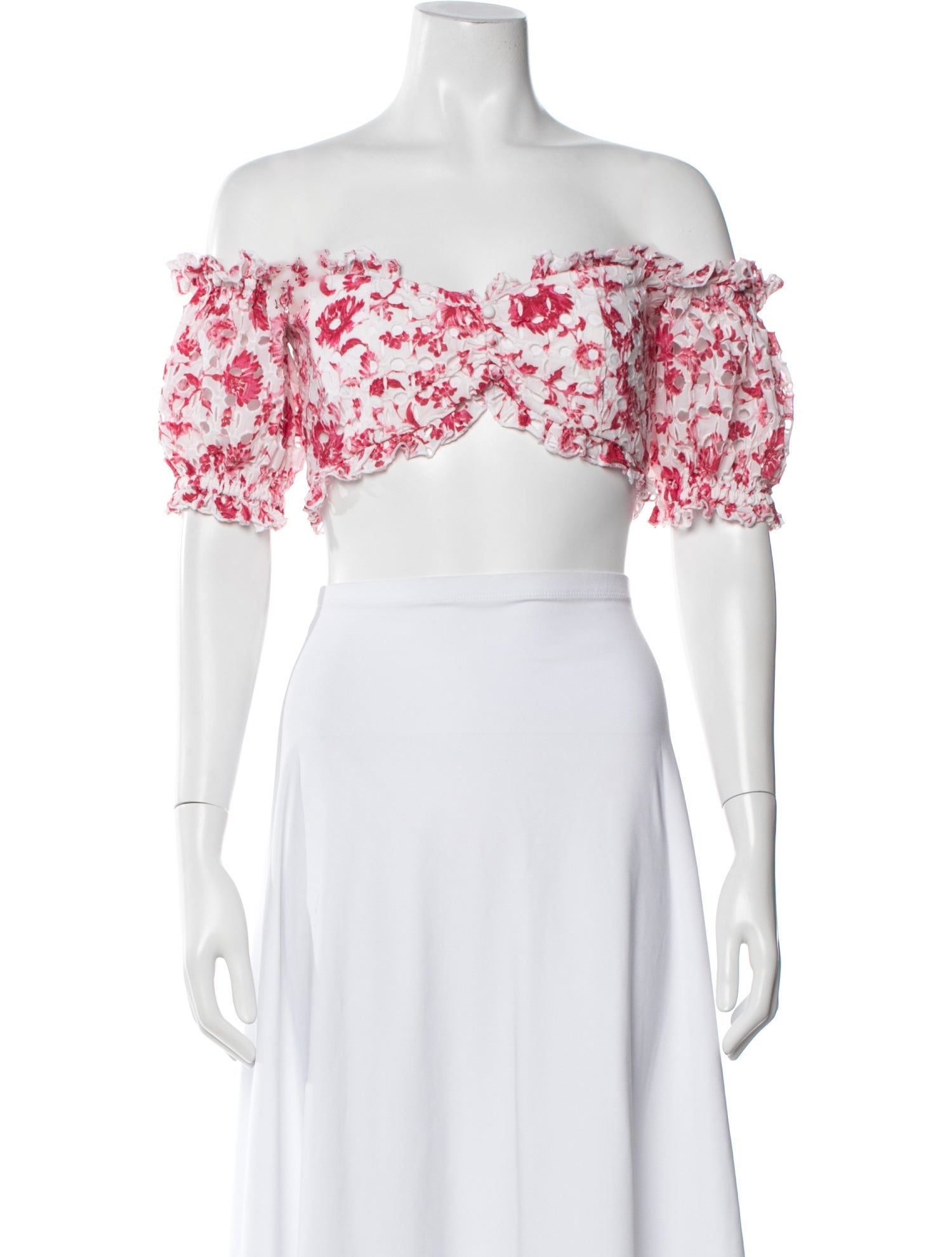 Significant Other Floral Print Off-The-Shoulder Crop Top