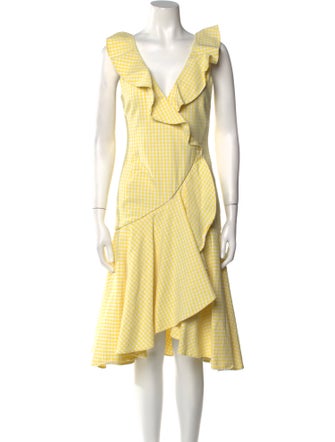 Simkhai Plaid Print Midi Length Dress