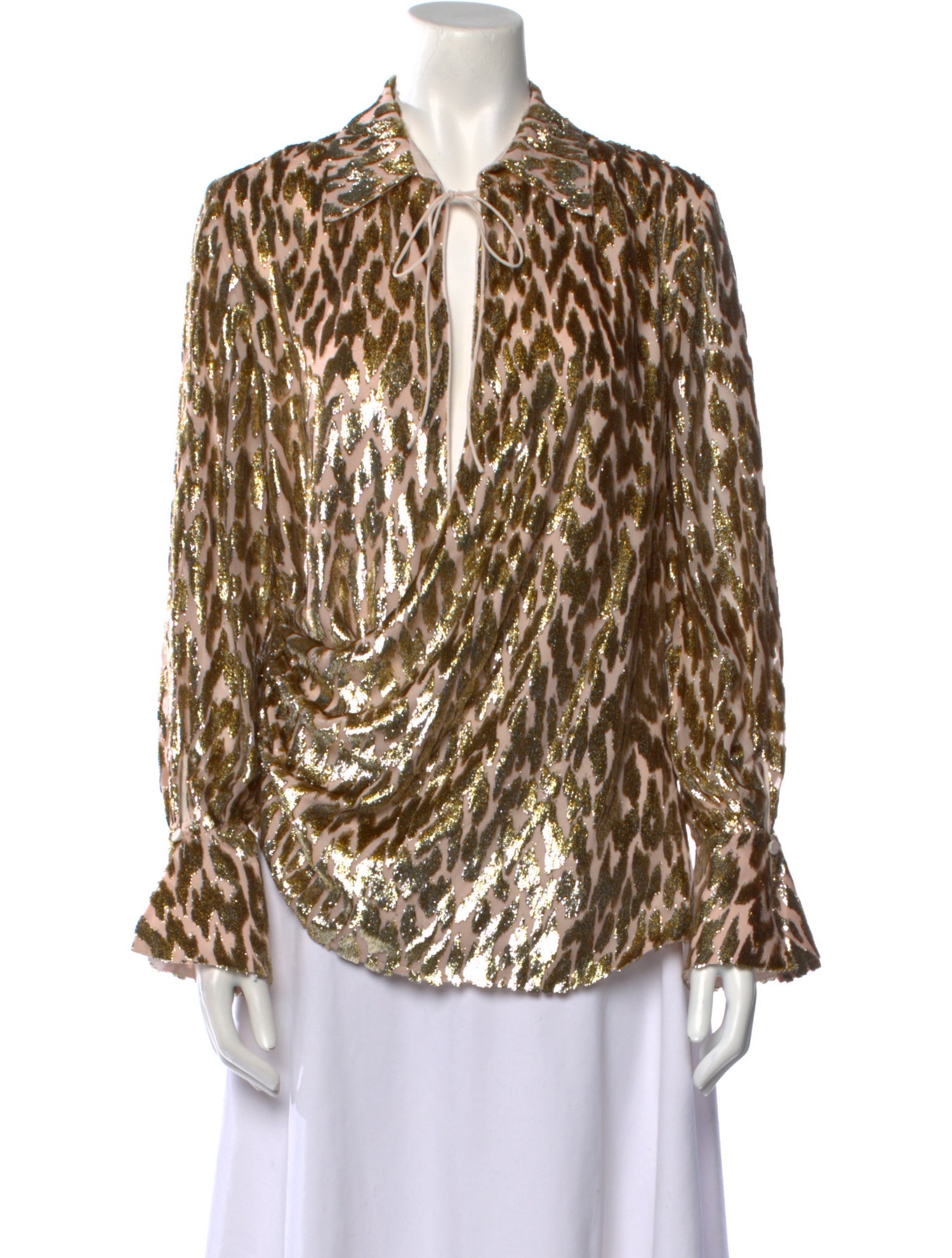 Simkhai Animal Print V-Neck Blouse w/ Tags