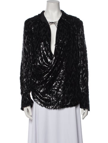 Simkhai Tops Printed V-Neck Blouse M