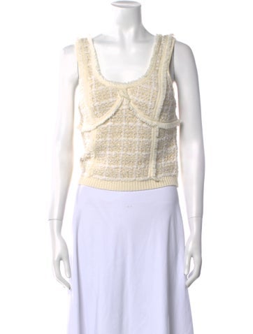 Simkhai Tops Tweed Pattern Scoop Neck Crop Top M