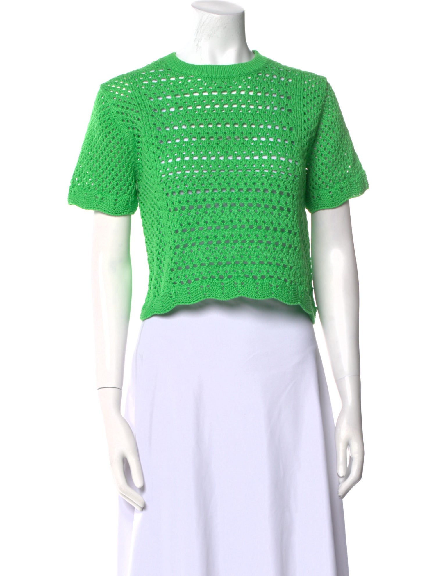 Simkhai Lace Pattern Crew Neck Crop Top