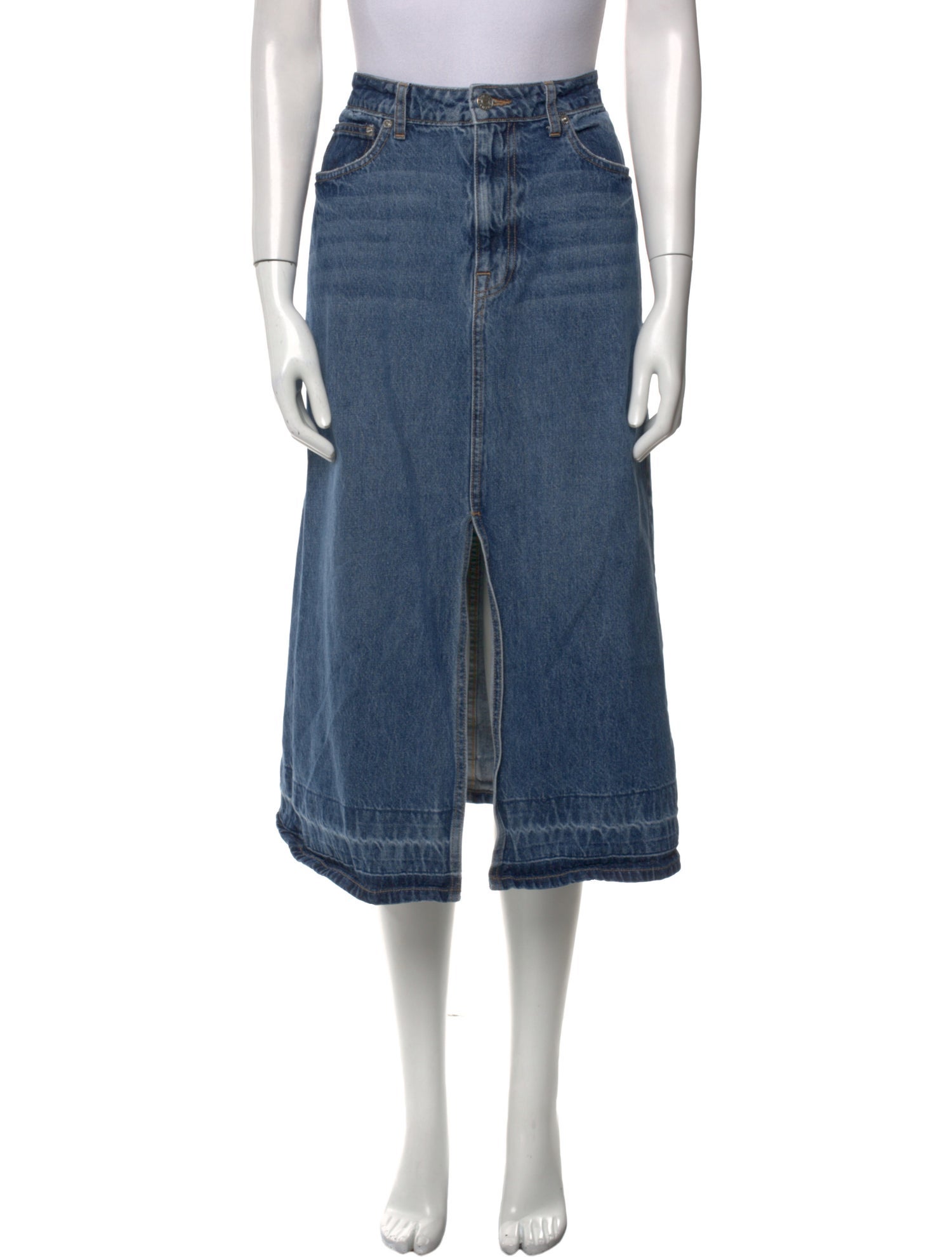 Simkhai Distressed Accents Midi Length Skirt