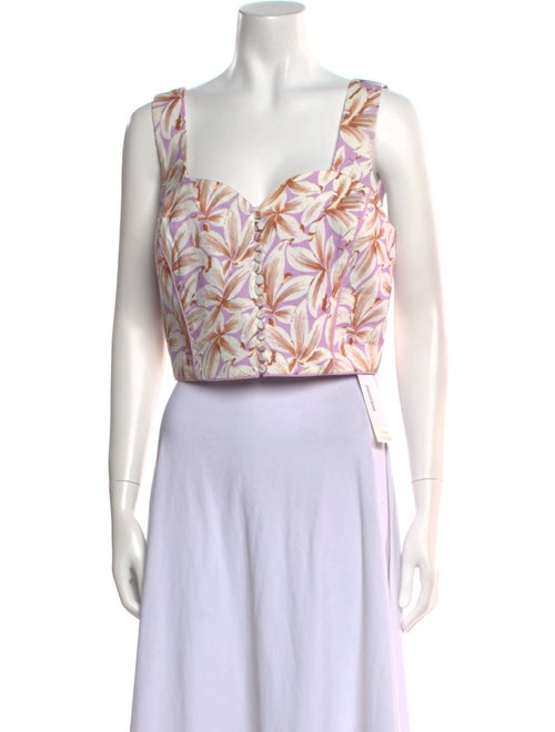 Simkhai Linen Floral Print Crop Top