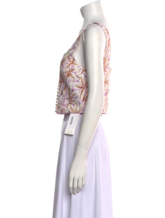 Simkhai Linen Floral Print Crop Top