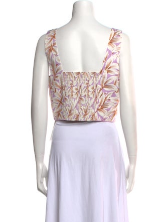 Simkhai Linen Floral Print Crop Top