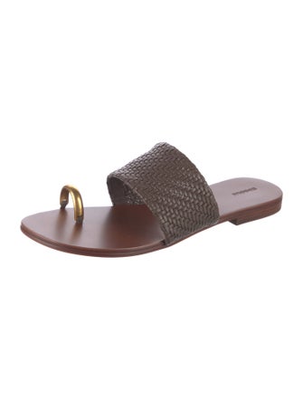 Simkhai Leather Colorblock Pattern Slides