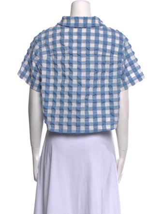 Simkhai Plaid Print Short Sleeve Crop Top