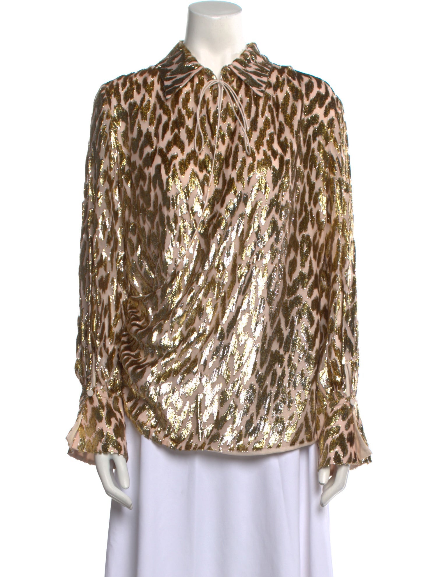 Simkhai Animal Print Long Sleeve Button-Up Top w/ Tags