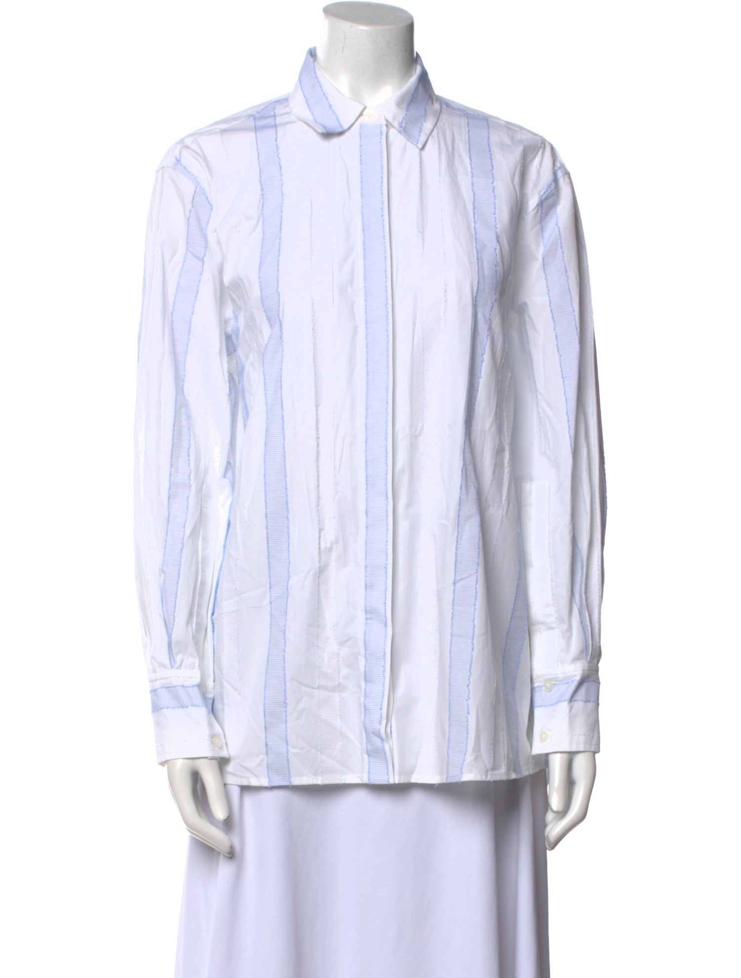 Simkhai Striped Long Sleeve Button-Up Top