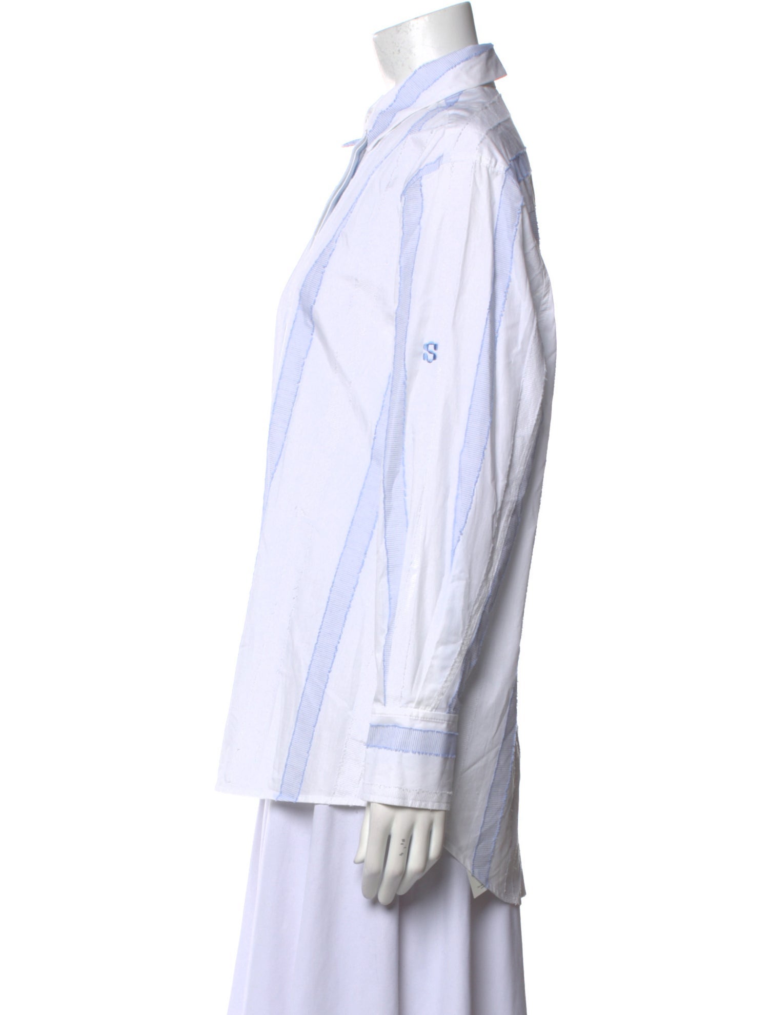 Simkhai Striped Long Sleeve Button-Up Top