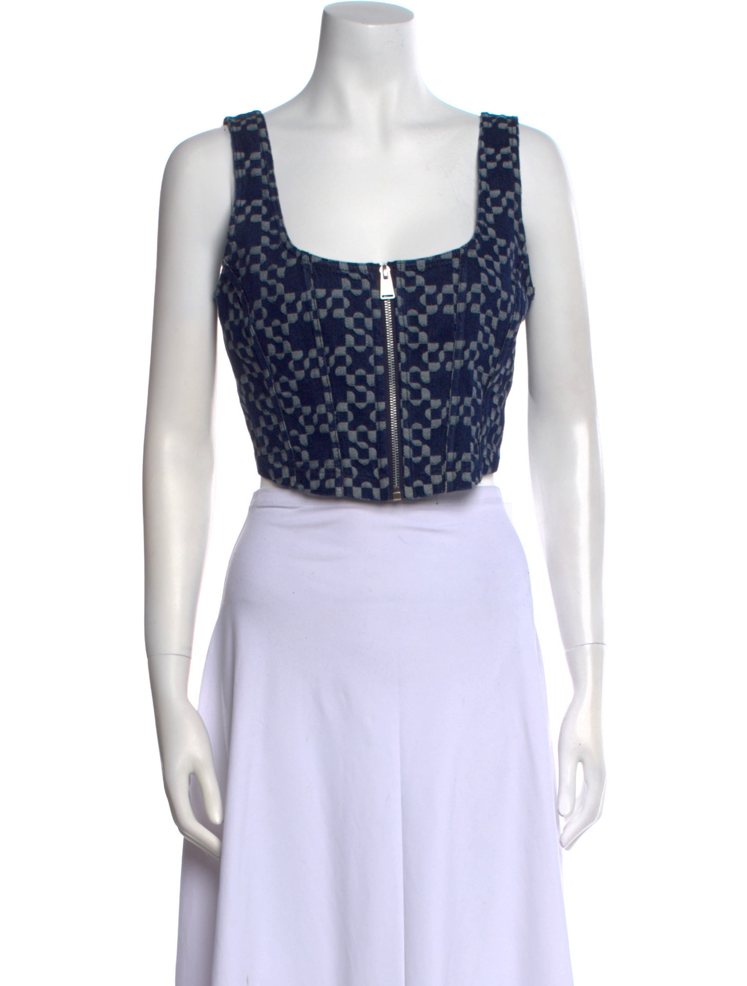 Simkhai Printed Square Neckline Crop Top