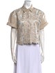 Simkhai Lace Pattern Short Sleeve Button-Up Top