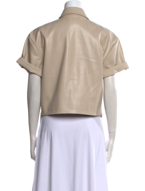 Simkhai Lace Pattern Short Sleeve Button-Up Top