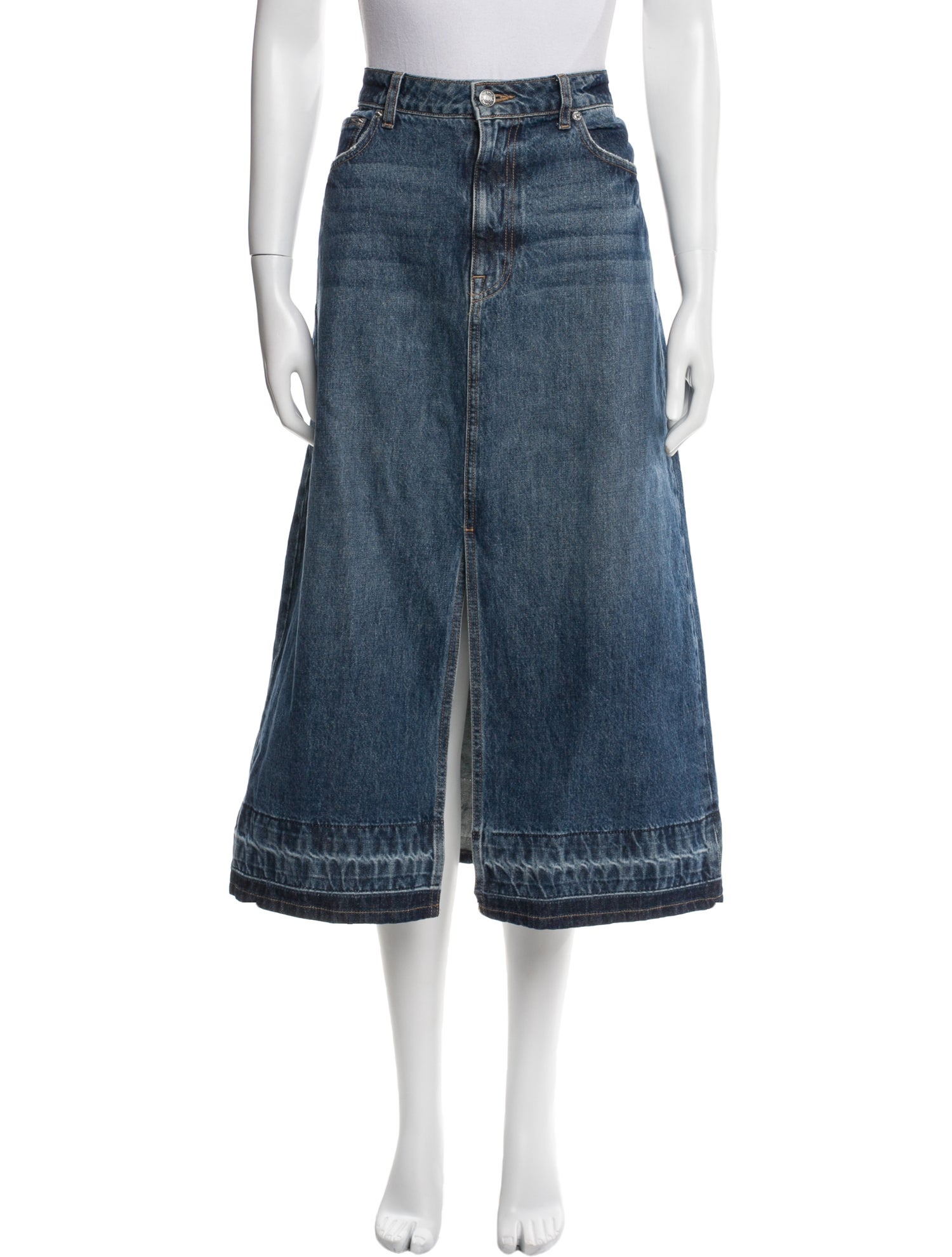 Simkhai Raw-Edge Trim Midi Length Skirt