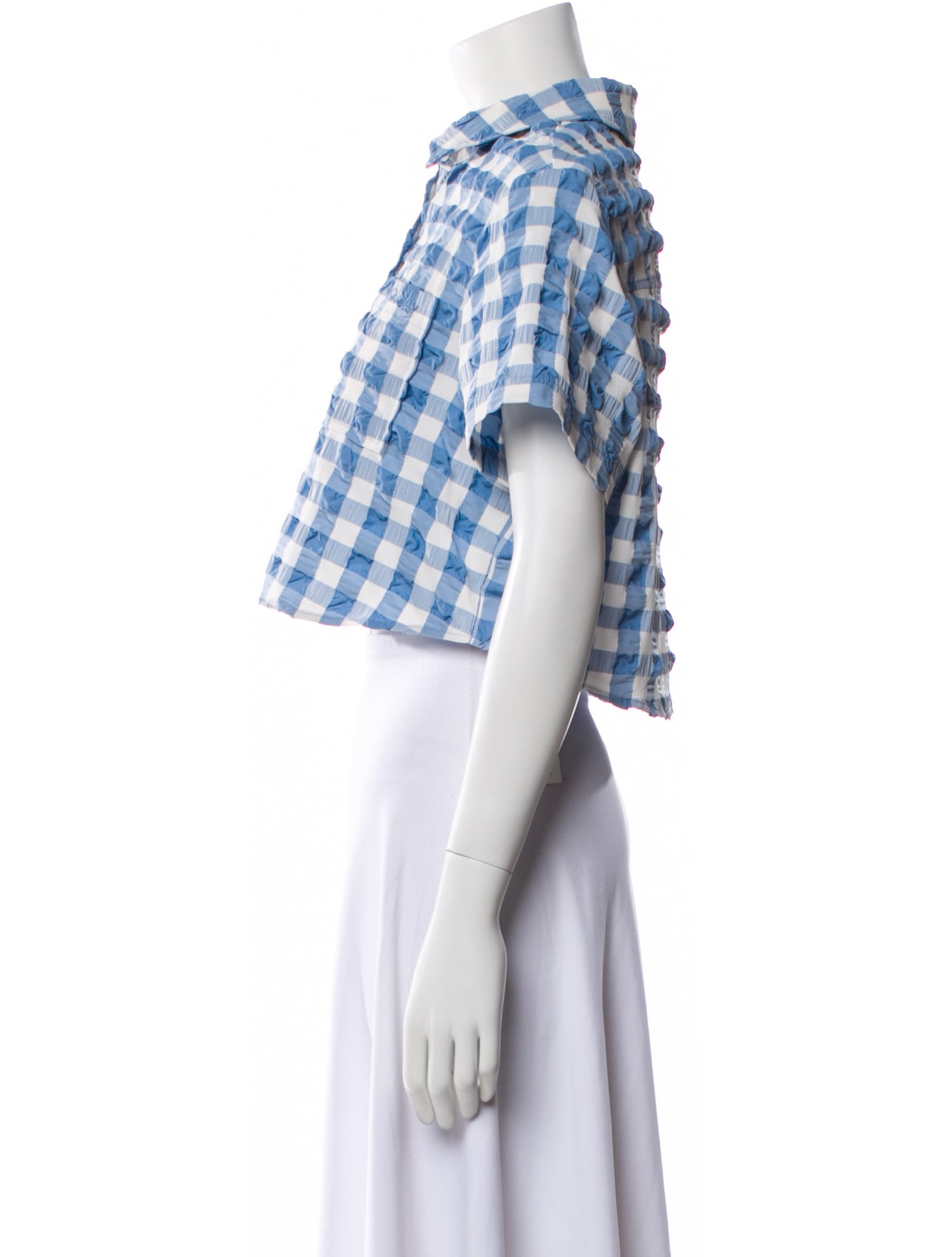 Simkhai Plaid Print Short Sleeve Crop Top