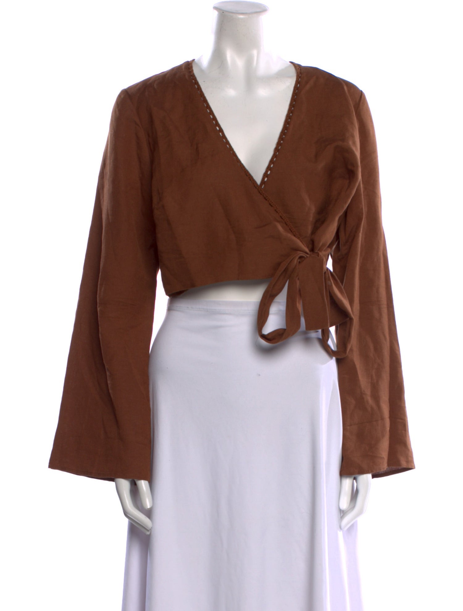 Simkhai V-Neck Long Sleeve Crop Top