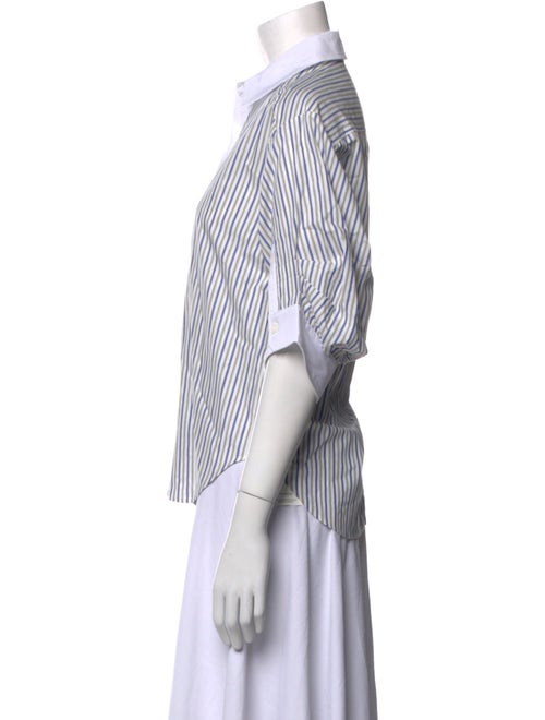 Simkhai Striped Three-Quarter Sleeve Button-Up Top