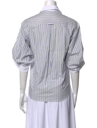 Simkhai Striped Three-Quarter Sleeve Button-Up Top