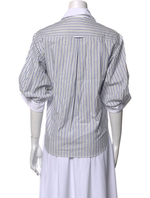 Simkhai Striped Three-Quarter Sleeve Button-Up Top