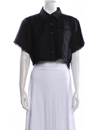 Simkhai Linen Short Sleeve Crop Top