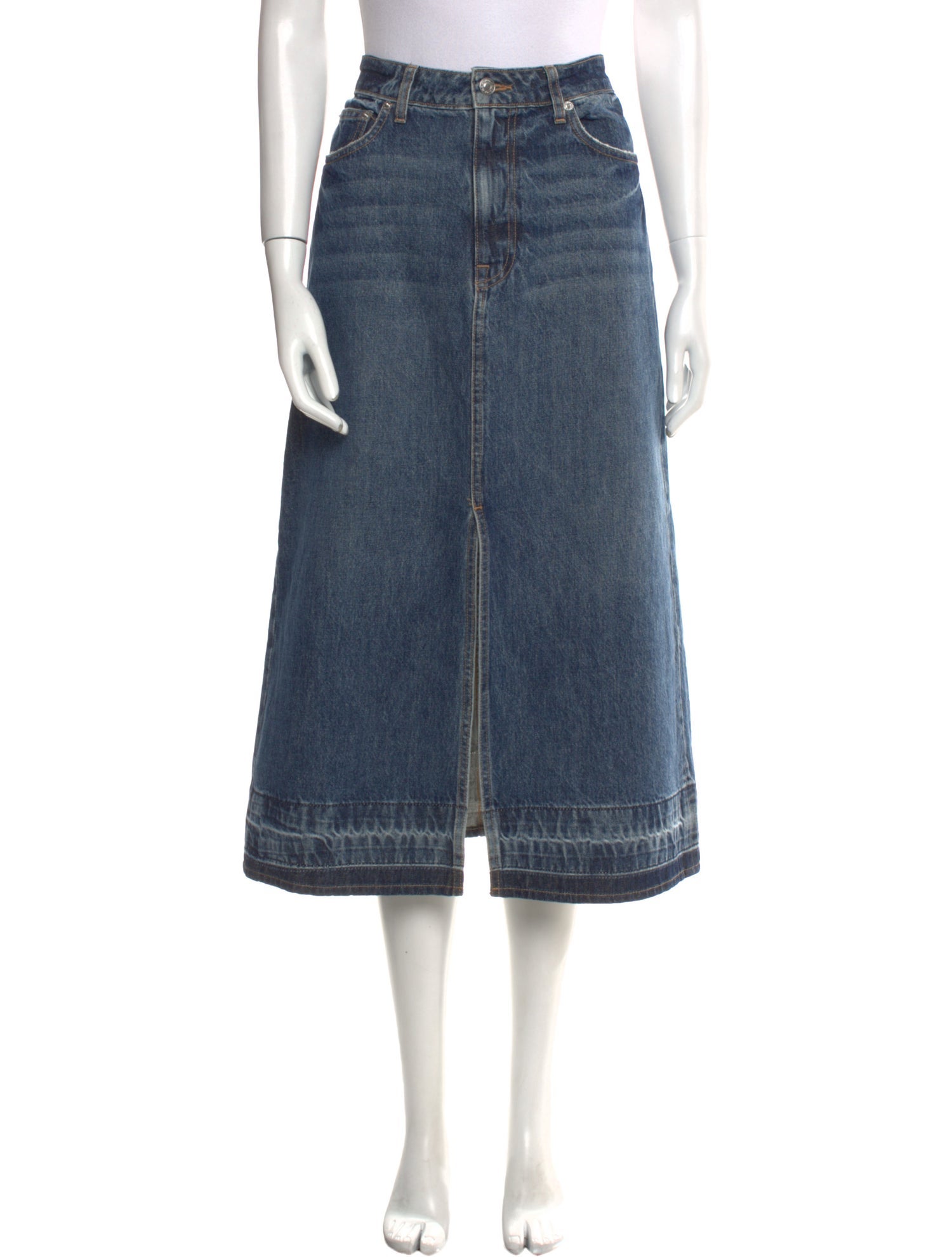 Simkhai Distressed Accents Midi Length Skirt