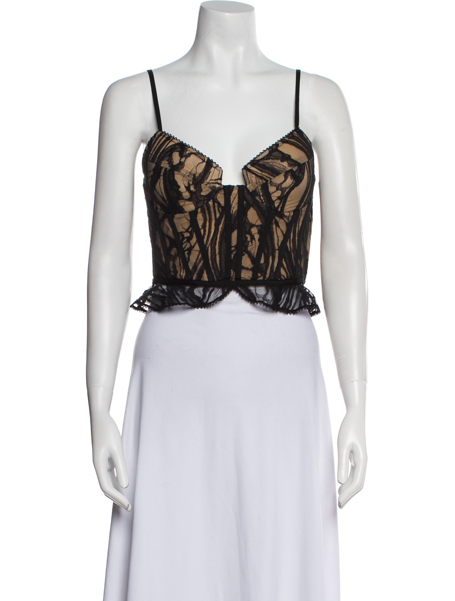 Simkhai Lace Pattern V-Neck Crop Top