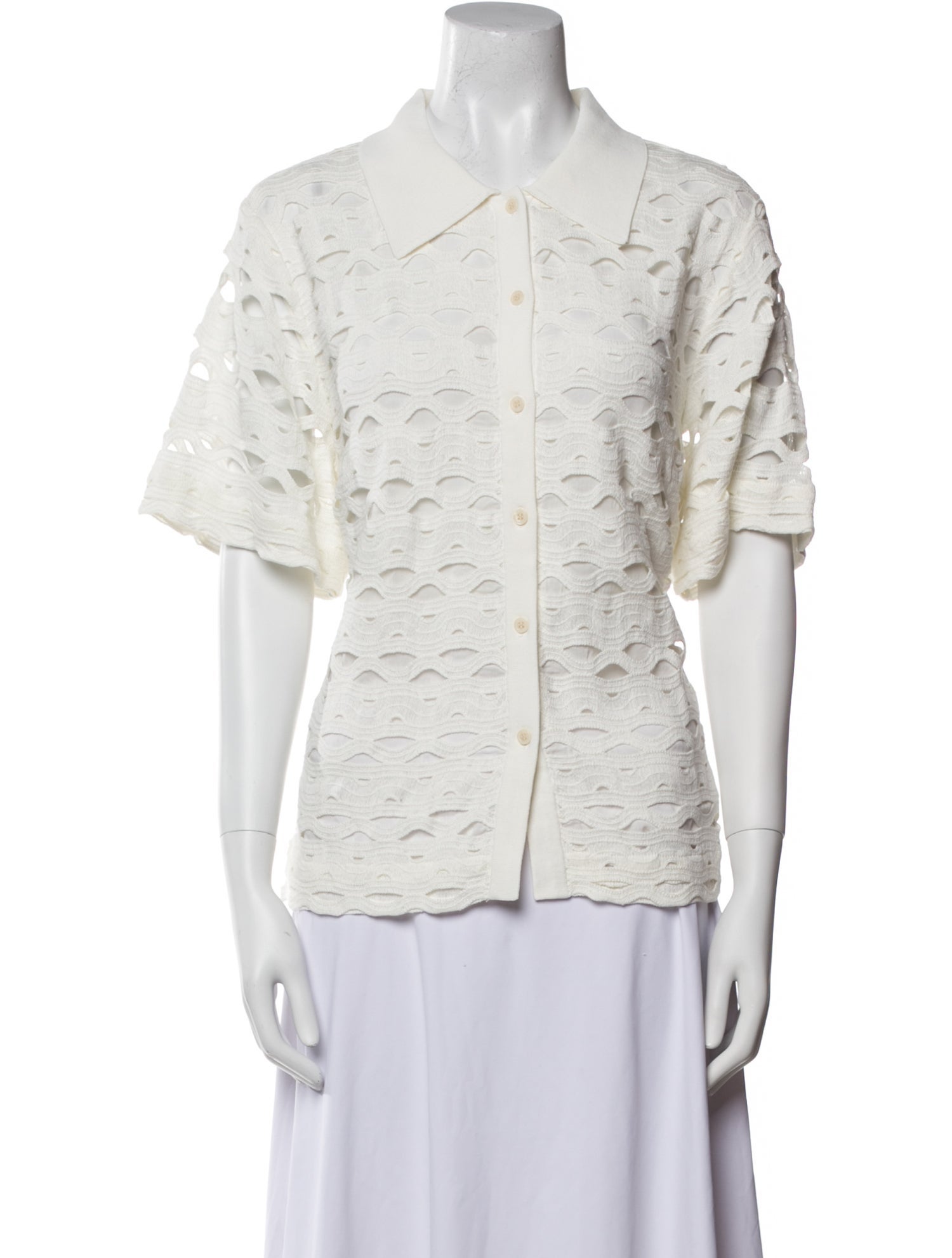 Simkhai Lace Pattern Short Sleeve Button-Up Top w/ Tags